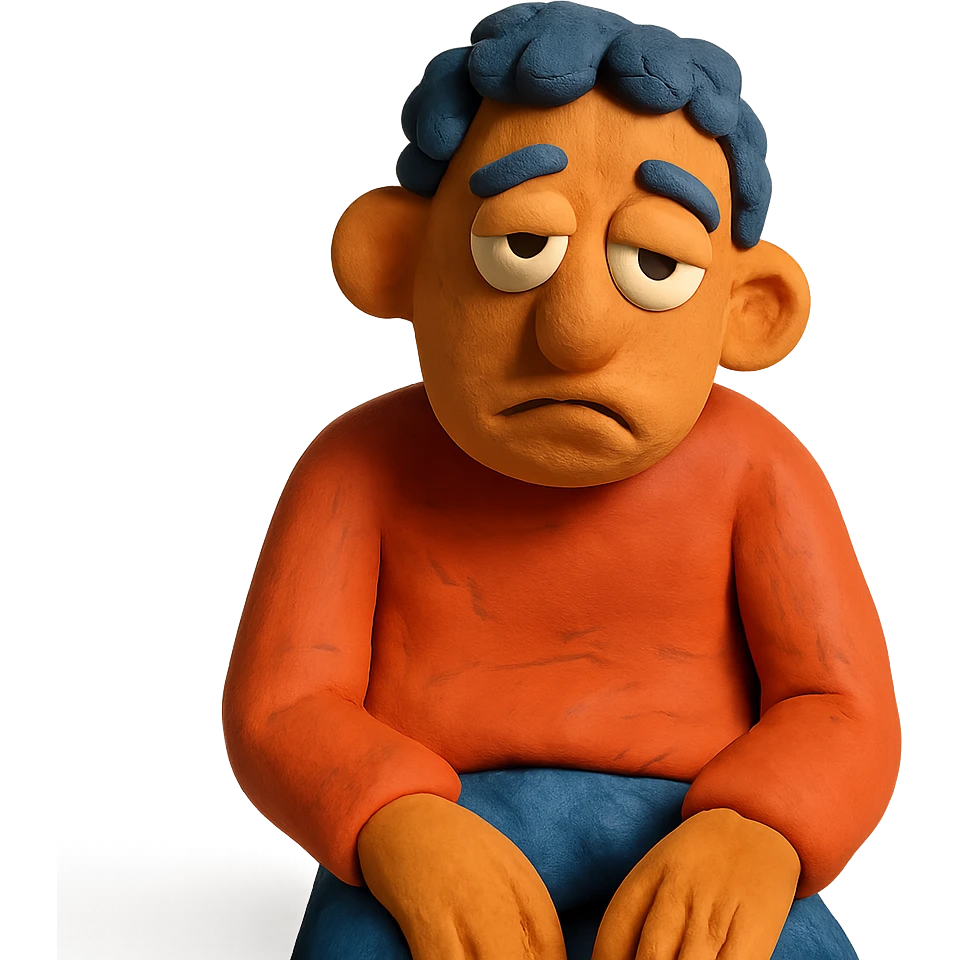 figure with a bored expression, slouching emoji
