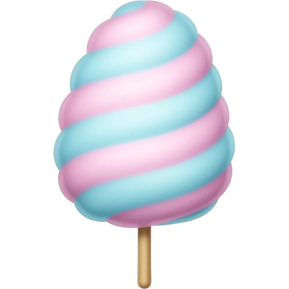 cotton candy (color light pink and light blue, striped) on stick emoji