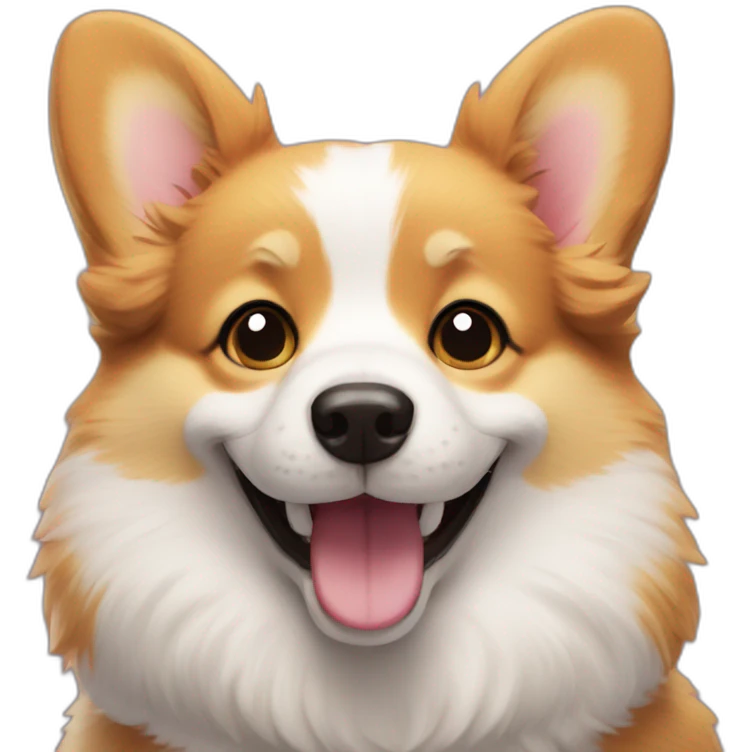 fluffy corgi smiling emoji