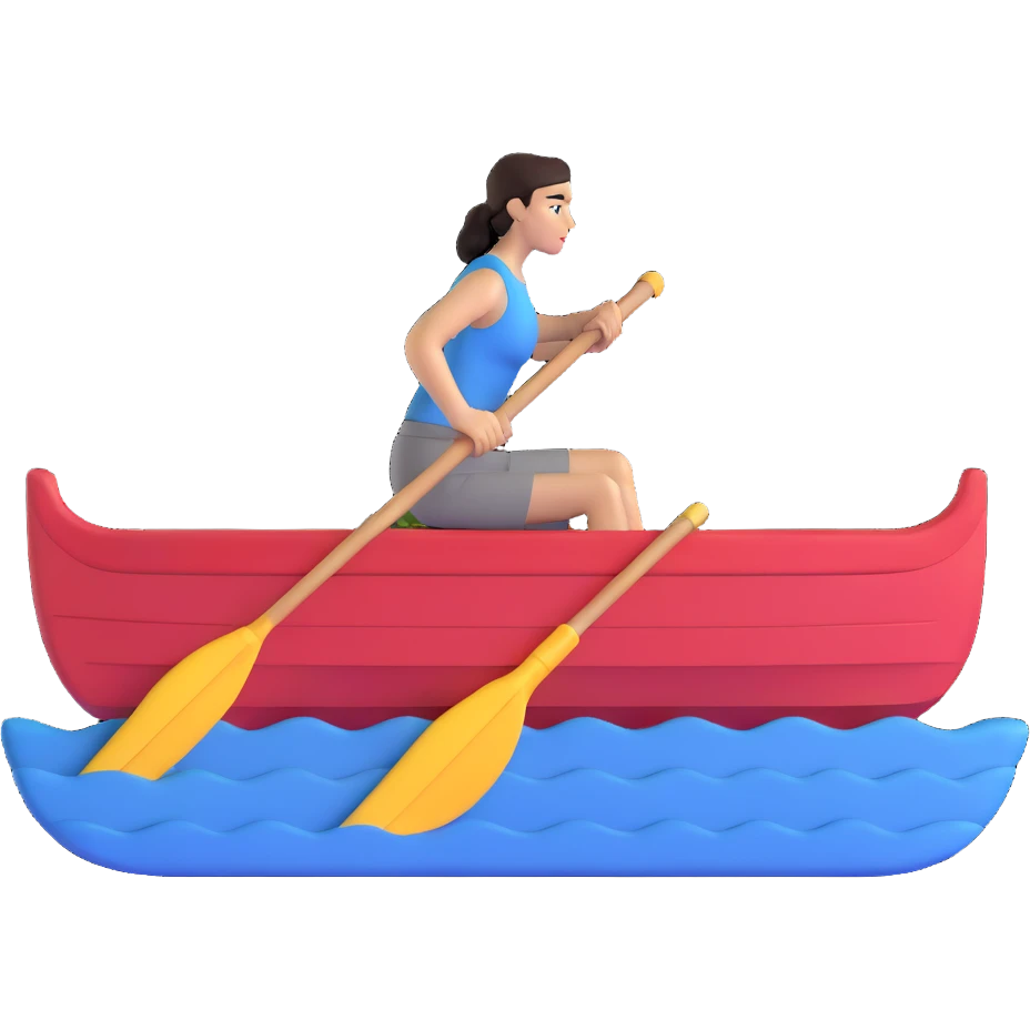 woman rowing a pink boat emoji