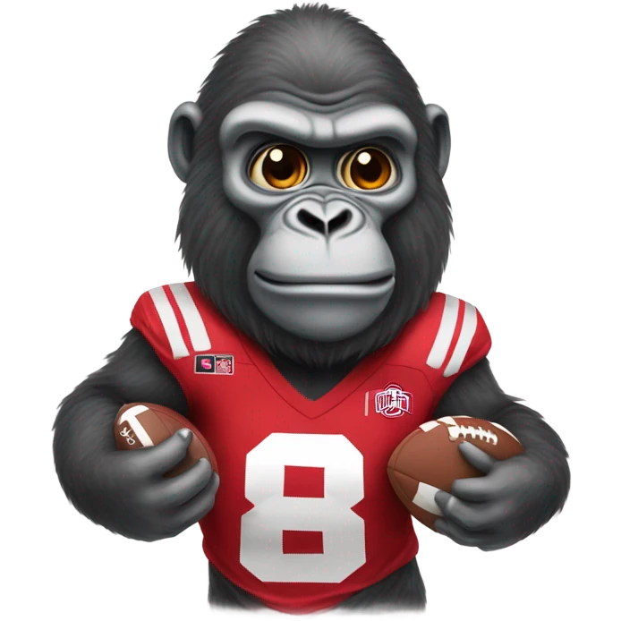 Gorilla wearing an Ohio State jersey emoji