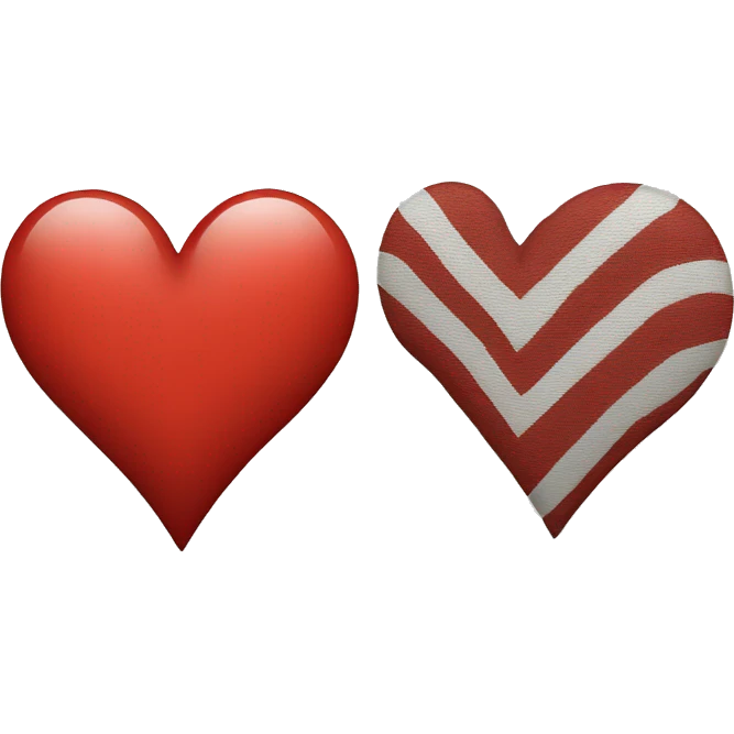 Left half white and right half red heart emoji