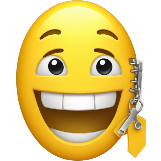 A happy face with an opened zipper instead of mouth emoji