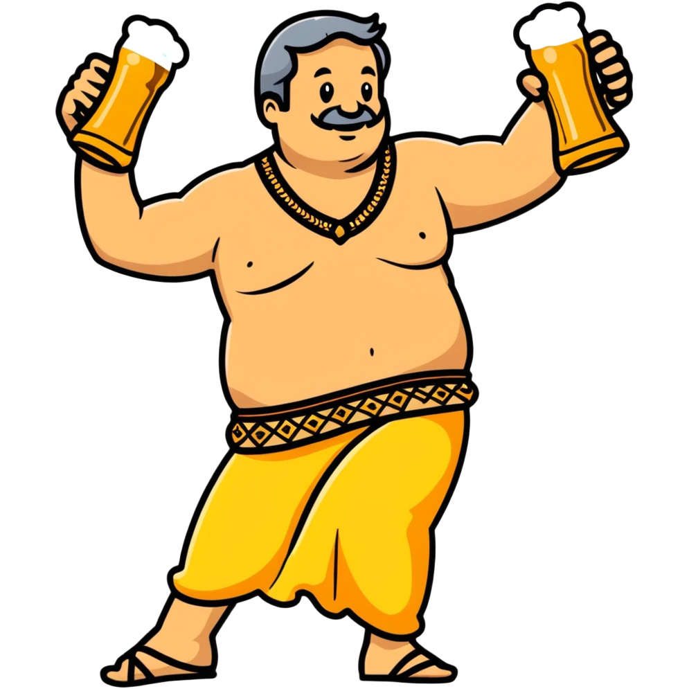 hot dad bod dancing, middle-aged man with slight beer belly dancing with confidence and energy emoji