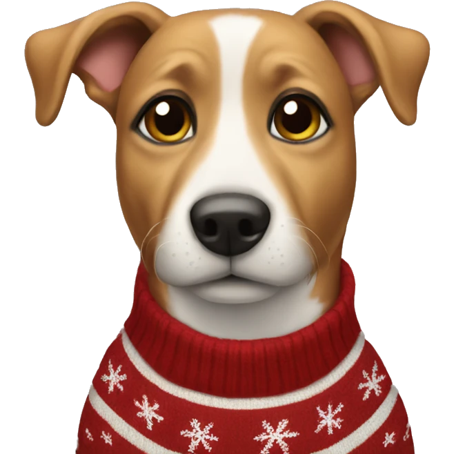 Dog wearing a christmas sweater emoji