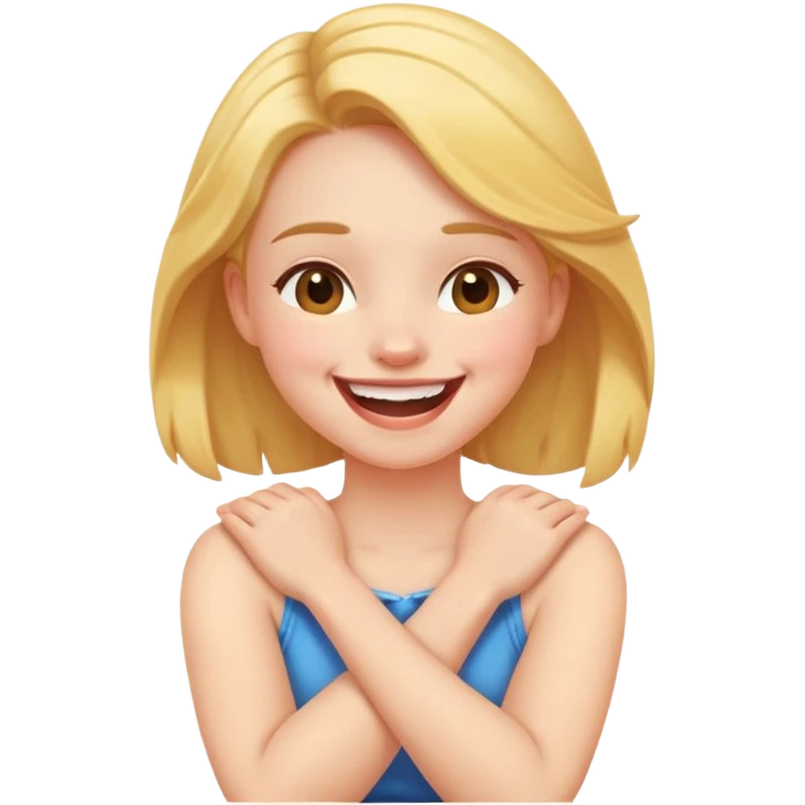 arms crossed holding neck laughing girl emoji