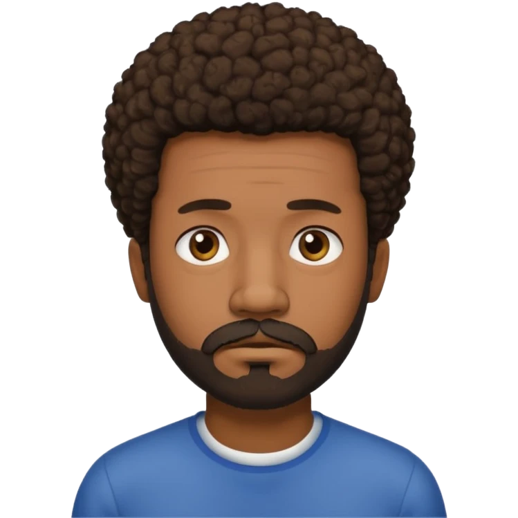 black man with beard, mustache, and short afro sad emoji