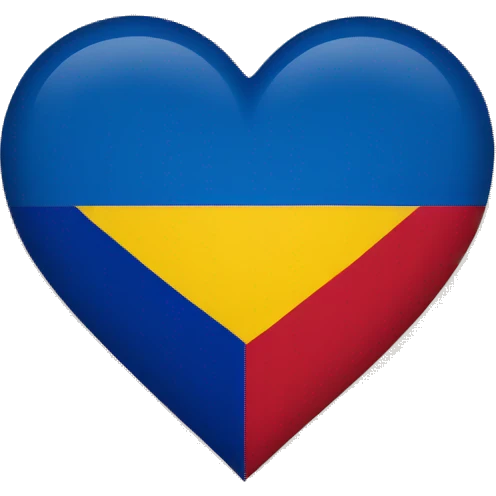 Heart emoji with the romanian flag emoji