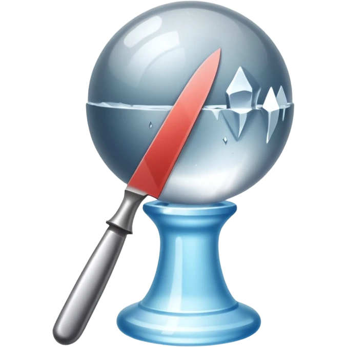 The knife is only visible from above, its tip showing from behind the ice ball. emoji