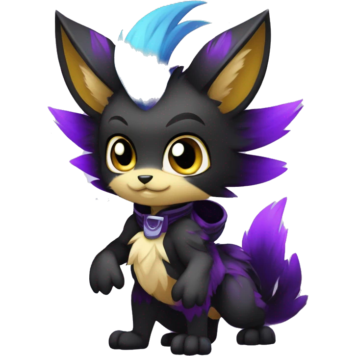 Anthro-Edgy-Cool-Black-Purple-Contrast-Colors-Fantasy-Fur-Sona-Chibi-Shiny-Fakémon-Hybrid full body emoji
