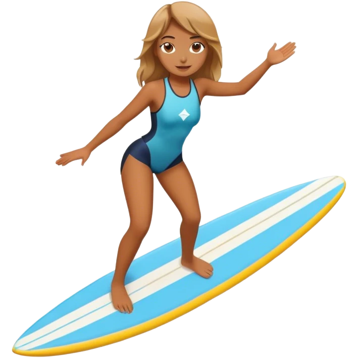 Cool girl standing on a surfboard emoji