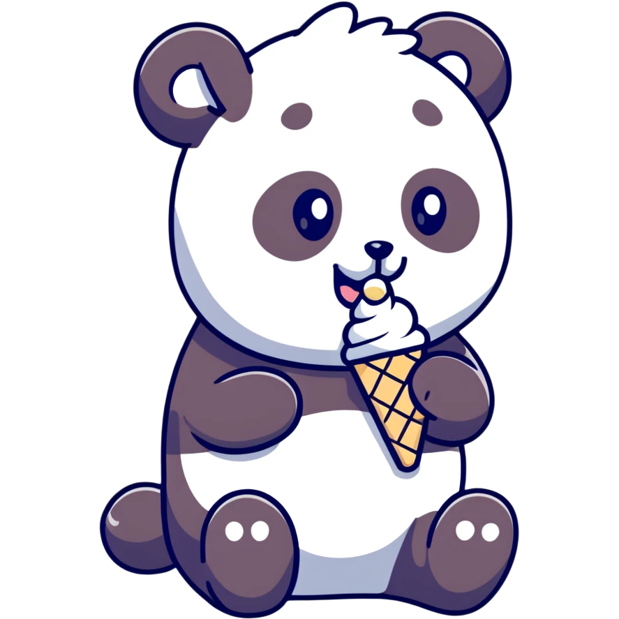 Panda eating ice cream emoji