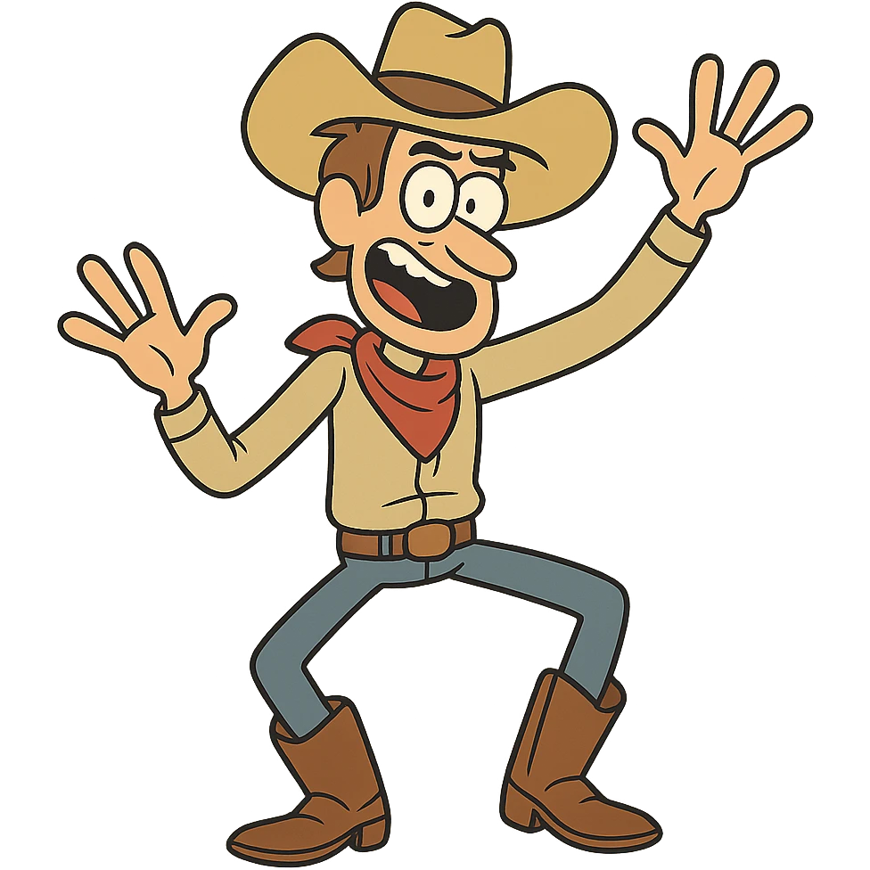 cowboy hat and boots, western cartoon style emoji