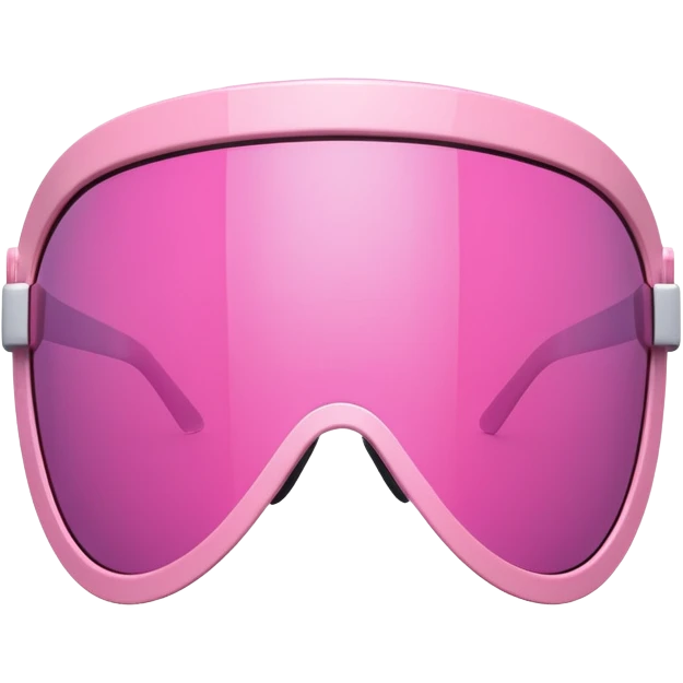 oversized pink shield visor sunglasses, early 2000s style, no frame, futuristic emoji