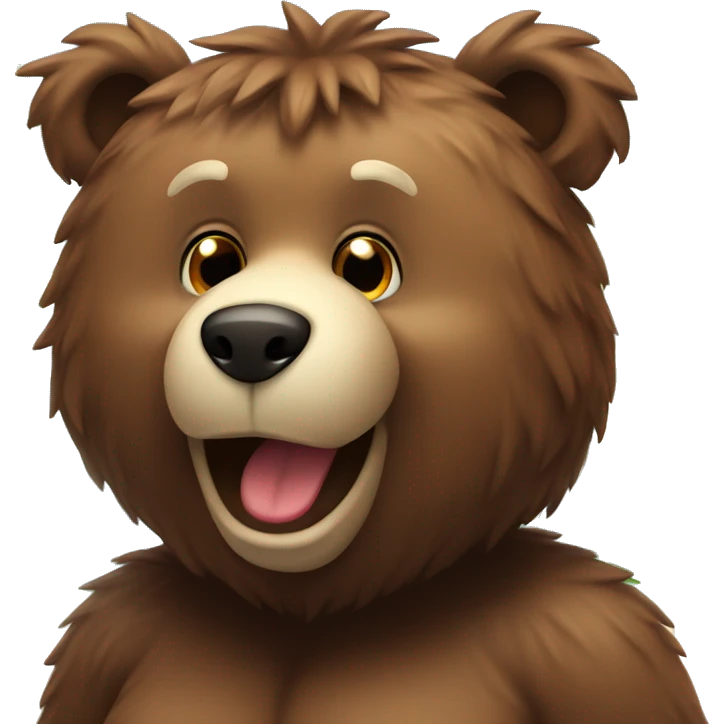 Furry brown bear sunny beach emoji
