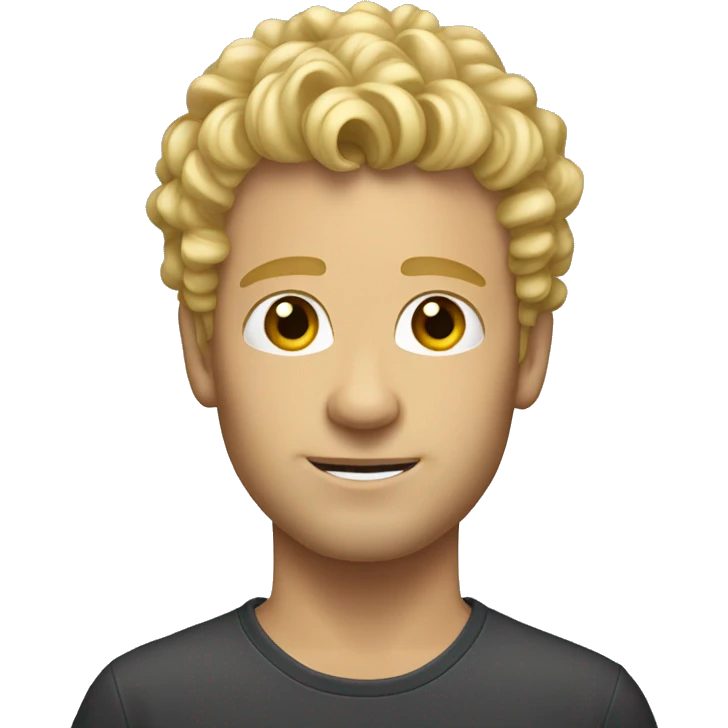 blonde adult guy with taper cut, curly front emoji