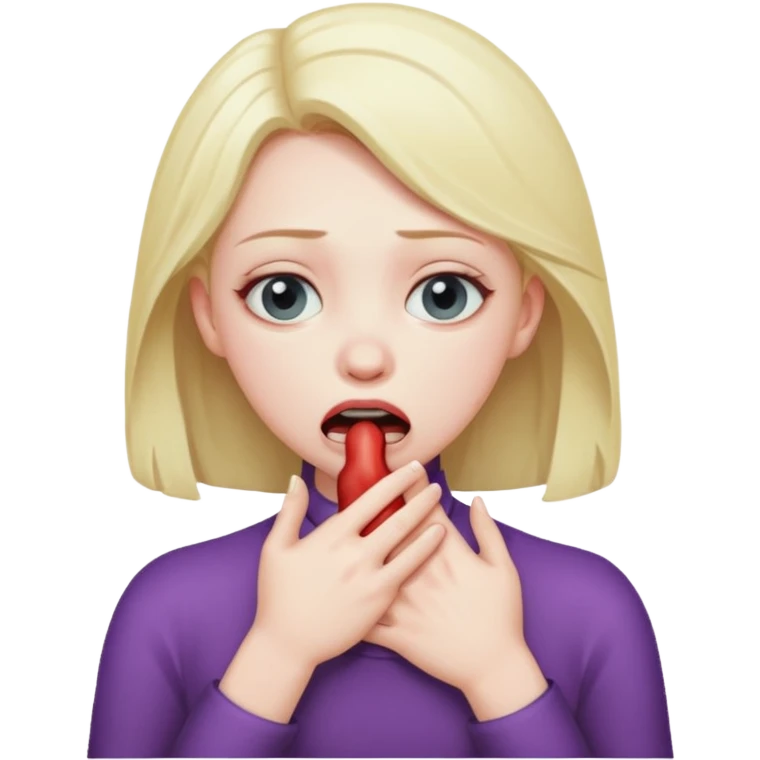 A girl chocking her self  emoji