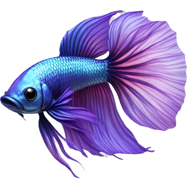 iridescent long fin betta fish blue and purple facing left realistic emoji