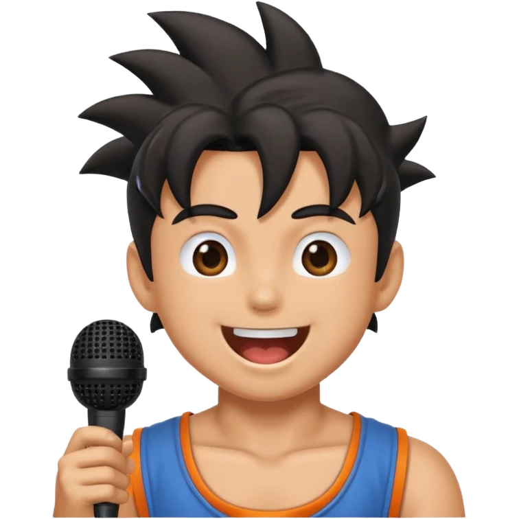 Songoku singing, with micro emoji
