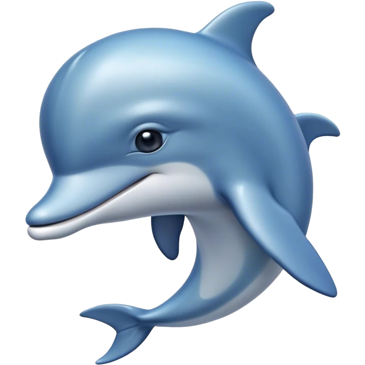 Cinematic Noble Dolphin Portrait Emoji, Poised and graceful, with a sleek, streamlined body of smooth, silvery-blue skin and a gentle, arched dorsal fin, deep, soulful eyes exuding intelligence, Simplified yet sharp and sophisticated features, highly detailed, glowing with a soft, aquatic luminescence, high shine, intelligent and elegant, stylized with an air of oceanic majesty, focused and fluid, soft glowing outline, capturing the essence of a watchful and confident marine guardian that seems ready to leap out of the screen with effortless authority! emoji