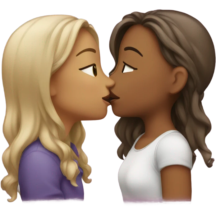 Two girls kissing ￼ emoji