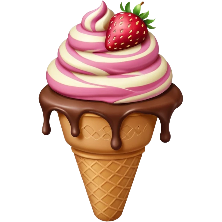 Chocolate strawberry vanilla ice cream emoji