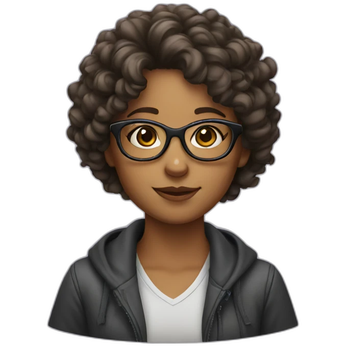 Girl with glasses and curly hair emoji