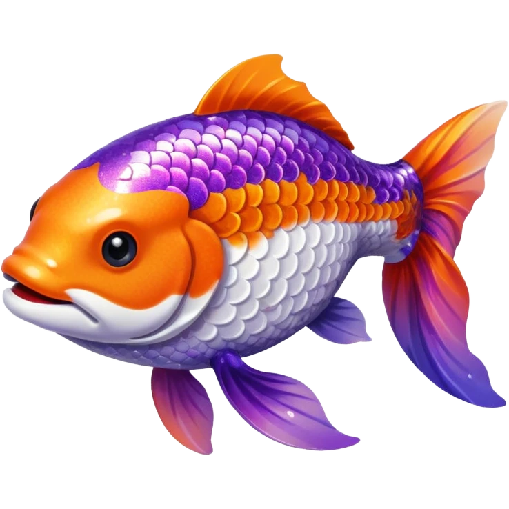 color gradient between red and purple glitter cute happy carp emoji
