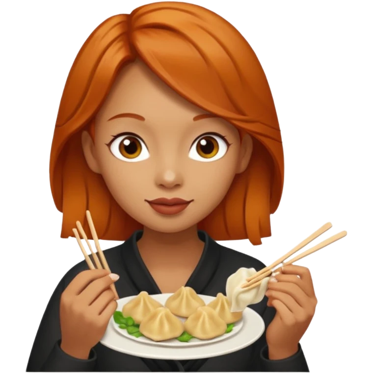 dumpling eating ginger woman emoji