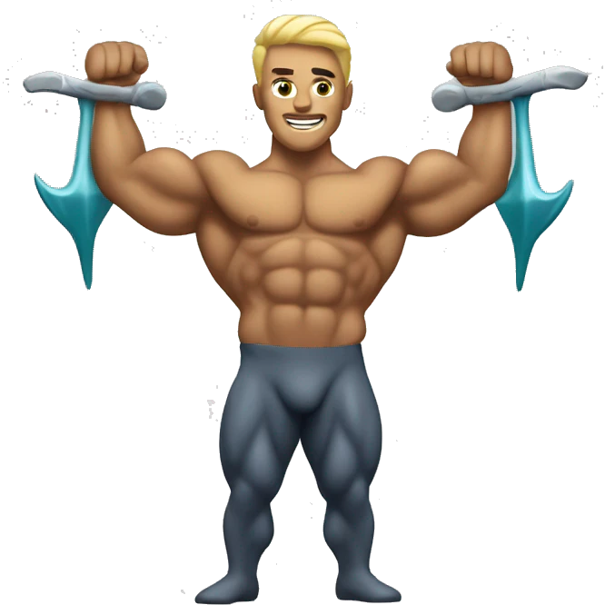 bodybuilder with trident emoji