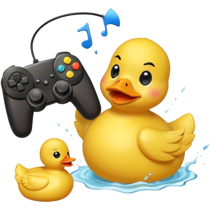 Rubber ducky angrily button smashing video game controller playing video game emoji