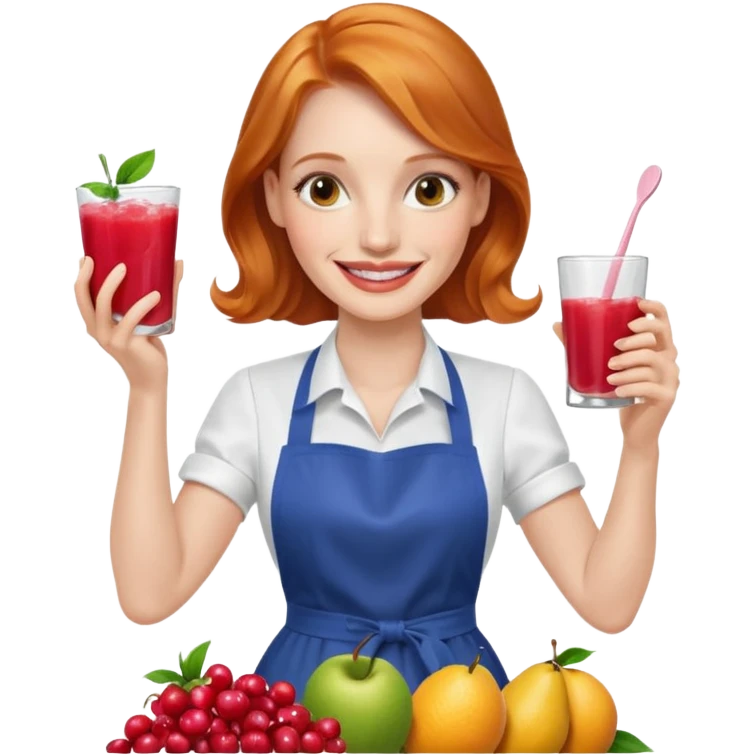 Jessica Chastain, making fruit punch emoji