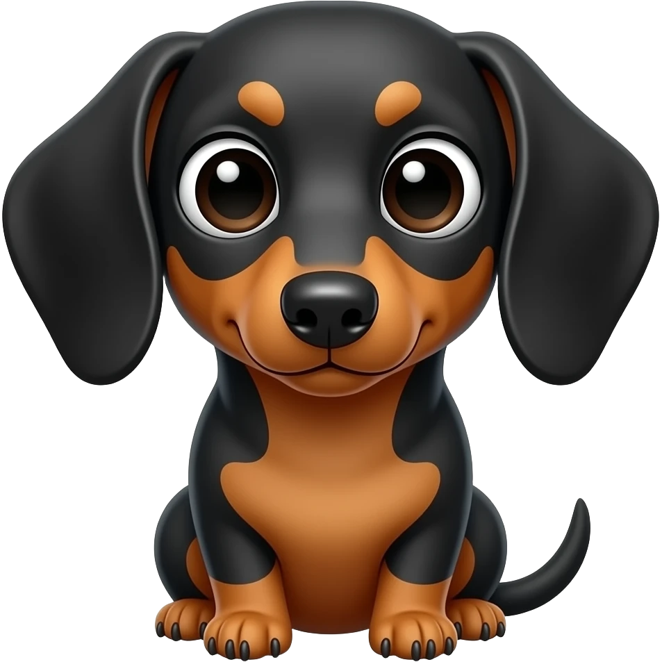 whimsical sitting dachshund wide eyes full body emoji