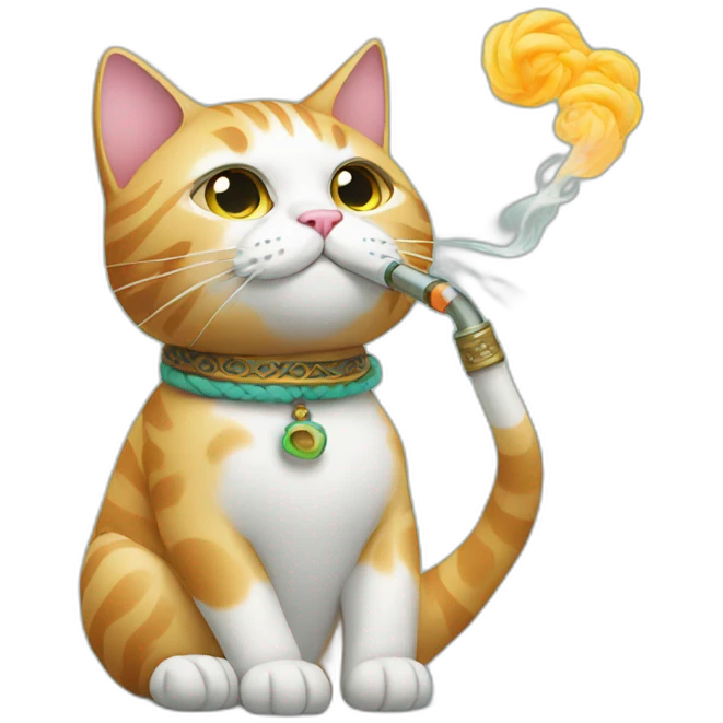 cat with hookah emoji