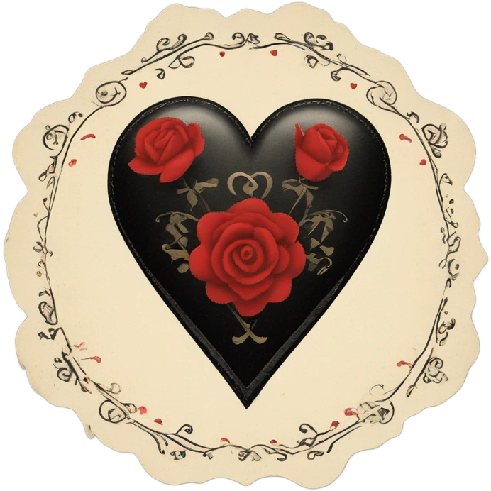 vintage valentine’s day card black red emoji