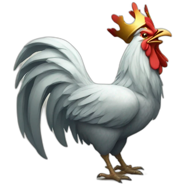howling rooster with a crown on its head emoji
