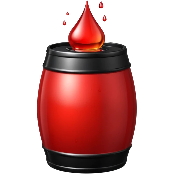 red barrel, it depicts a drop of oil emoji