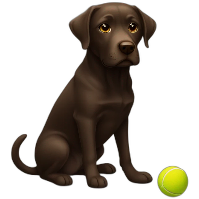 dark brown lab playing tennis ball emoji