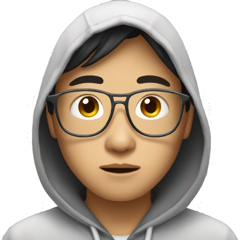 asian with a hoodie on sick  emoji