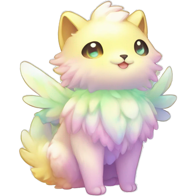 Shiny Innocent Shy Sparkly Colorful Pastel Fluffy beautiful fantasy Kawaii Ethereal Sona Fakemon-animal Full Body emoji