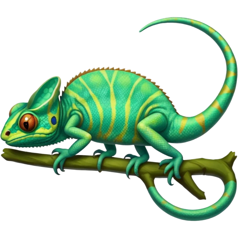 Realistic turquoise green Veiled Chameleon emoji