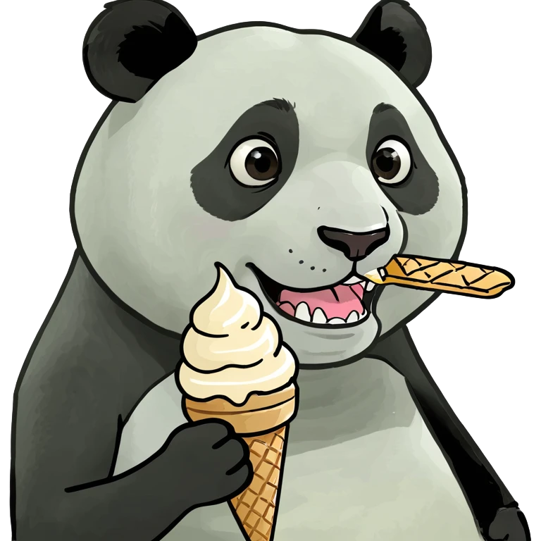 Panda eating ice cream emoji