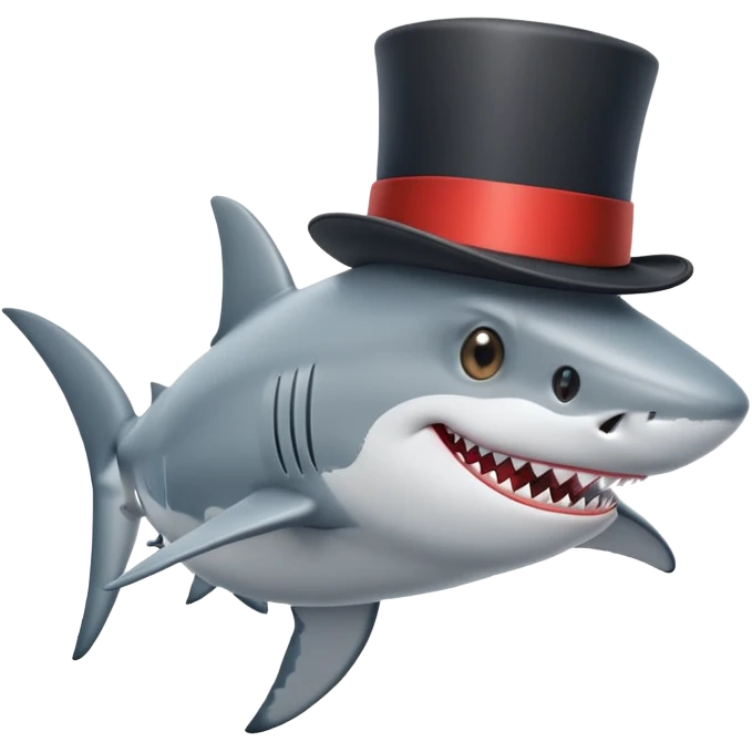 Shark with a top hat emoji