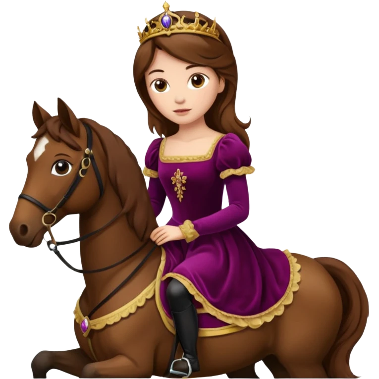 Renaissance princess with brown hair on horse emoji