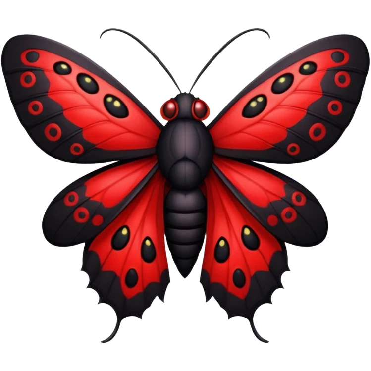 A sexy black and red moth with glowing red eyes emoji
