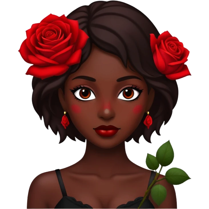 dark beauty with red roses emoji