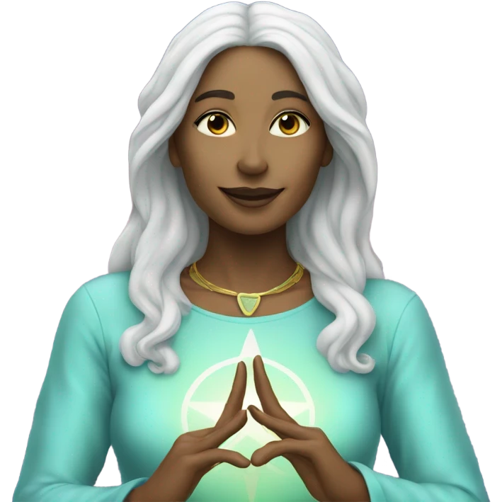 Pleiadian woman making peace sign emoji