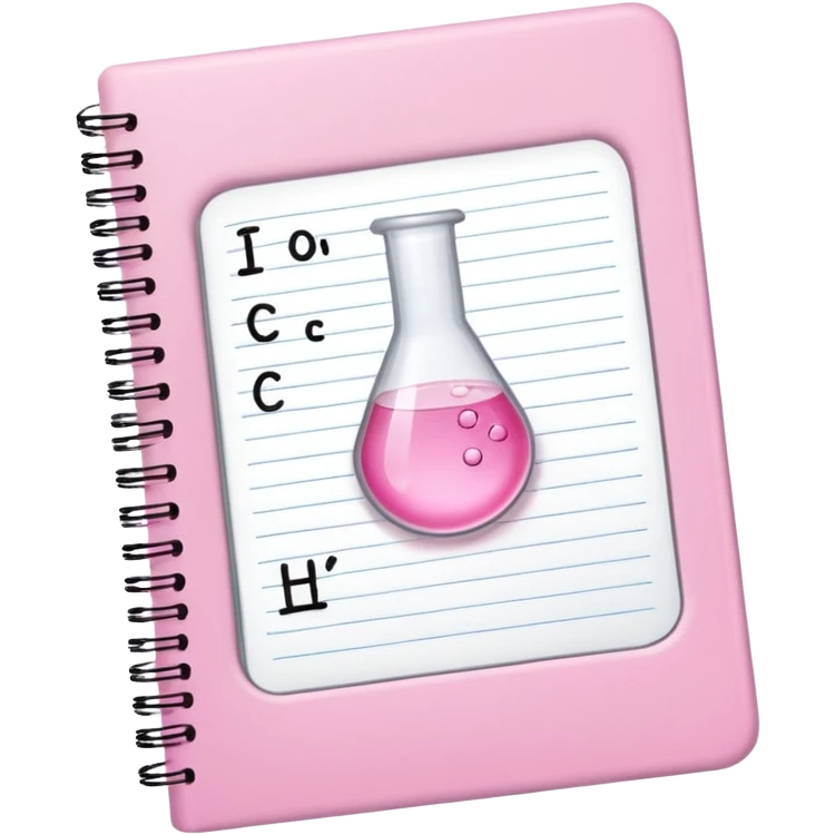 open baby pink note book with neat chemistry notes emoji