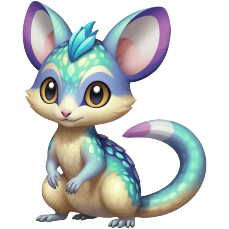 Shiny furry scaley Meloetta-Vernid-Trico-Gerbil-Genet-Pokémon-Fakémon-hybrid-fusion-creature emoji