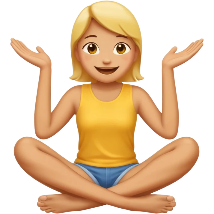 regular yellow emoji blushing with a slight smile eith hands on face eith no body just feet the head and the hands. hands on face on the bottom sides with feet in the back while blushing emoji